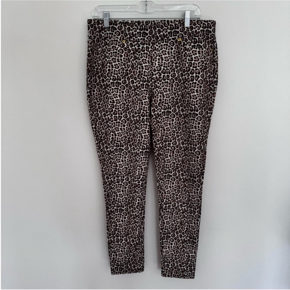 Michael kors leopard animal print pull on pants stretch size large EUC